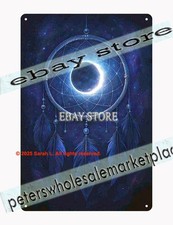 Solar Eclipse Metal Sign Astral Cycle decor embossed effect 2D picture