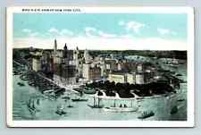 c1920 WB Postcard New York City NY Bird's Eye Aerial View Steamers Sailboats picture