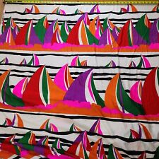 Couleur Int'l VTG Retro Raw Poly Fabric Colorful Sailboats 3-1/8 YD 48