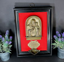 Antique Belgian silvermith Religious bronze plaque wall madonna holy water font picture