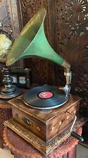 Solid HMV Gramophone Fully Functional working Fhonograpf, win-up record player picture