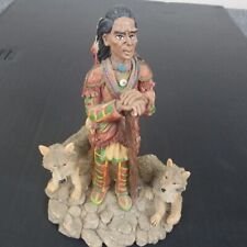 Young's Native American Indian w Wolves Figurine  6 1/2 Inch Resin picture