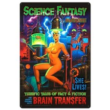 Vintage Style Metal Pinup Sign BRAIN TRANSFER 24x36 picture