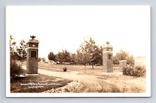 RPPC Grayling Michigan MI Hanson Military Reservation Entrance Old Cars Postcard picture