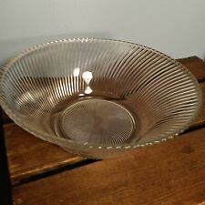 Vintage Clear Depression Glass Serving Bowl, Spiral Ribbed Design, 9