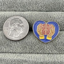 Mental Health Awareness Brain in Hands Gold Tone Heart Pin Pinback #63787 picture