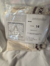 VTG Priscilla Ruffled Curtains Sears Ivory With Brown Embroidery  picture