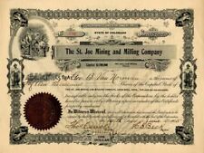St. Joe Mining and Milling Co. - Stock Certificate - Mining Stocks picture