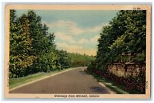 1955 Greetings From Mitchell Indiana IN, Road Scene Posted Vintage Postcard picture