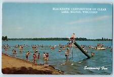 c1950 Blackhawk Campgrounds On Clear Kids Bathing Lake Milton Wisconsin Postcard picture