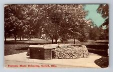 Oxford OH-Ohio, Miami University Fountain, Antique Vintage Souvenir Postcard picture