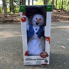 GEMMY SPINNING SNOWFLAKE SNOWMAN ANIMATED TESTED SEE VIDEO Original Box picture