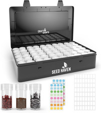 Seed Organizer Storage Box, Black Opaque Light Proof Seed Bank with 60 Transpare picture