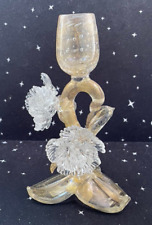 VTG Hand Blown Glass Candle Holder/Figurine Missing A Glass Flower on Bottom 7