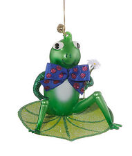 RIBIT O RANA Green Frog Italian Glass Ornament Jinglenog NEW IN BOX Adorable picture