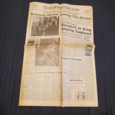 Kennedy Buried JFK & King Suspect | Clearwater Sun Newspaper June 9 1968 Vintage picture