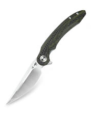 Bestech Irida Liner Lock Knife Black Green CF Handle Plain 14C28N Blade BG25F picture