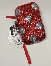 NWT Minnie Mouse Disney Parks Sequin Polka Dot Smart Phone Holder Wristlet picture