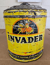 Vintage Invader Oil Can 5 Gallon Advertising Rare Motor Oil  gas station picture