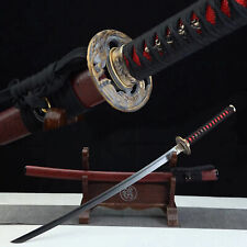 Red Clay Tempered T10 Katana Japanese Samurai Sword Real Hamon Eagle Tsuba picture