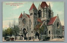 Second Presbyterian Church St Louis Mo. Sunday Gathering Old Cars Postcard c1911 picture