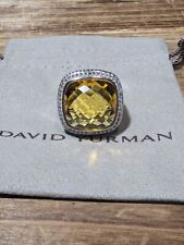 David Yurman Albion 925 Silver 20mm Albion Lemon Citrine & Diamond Ring Sz 6 picture