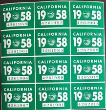 1958 California YOM DMV Car Truck Trailer License Plate Sticker / Tag CA 1956/58 picture