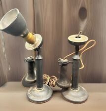 Lot 2 Antique Candle Stick Telephones Parts Repair Western Electric 353W Brass picture