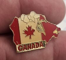 VTG Lapel Pinback Hat Pin Enameled Canada  Red White Gold Tone  picture