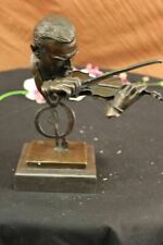 Abstract Modern Art Female Violin Fidler Player Bronze Marble Base Sculpture NR picture