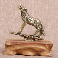 Rare Collection Solid Brass Wolf Figurine Statue Home Ornaments Animal Figurines picture