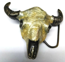 Vintage 3D Metal Bull Steer Skull Belt Buckle Made By MM Limited Chicago 3