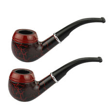 2PCS Durable Wood Smoking Pipe Tobacco Cigarettes Cigar Pipes Enchase Man Gift picture