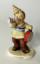 Vintage Lefton January Birthday Boy Angel Holding Horn New Years Clock Figurine picture