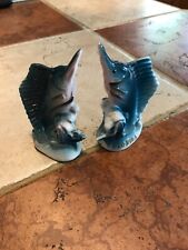 Vintage Kenmar Salt and Pepper Shakers Sailfish Teal Nautical Fishing 4.5” picture