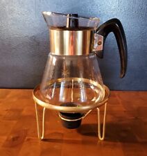 New Vintage Pyrex Corning  Coffee 6 Cup Atomic Carafe Pot w Candle Holder Stand  picture