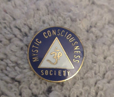 Vintage Mystic Consciousness Soceity Blue Enameled Pinback picture