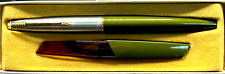 Vintage Parker 45 Green Brushed Steel Gold Trim Cartridge Fill Fountain Pen picture