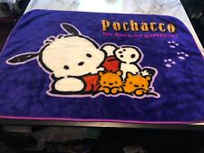 1989 Sanrio Smiles Plush Blanket Purple Pochacco Hello Kitty 54.5 x 38.5 Baby picture
