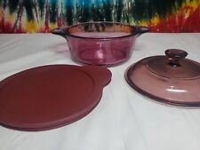 Corning Vision Ware Cranberry Casserole Dish 1 Quart 1174 With Lids picture