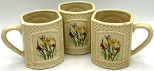 1978 Enesco Butterfly Garden Trellis Set of 3 Mugs Made in Japan Iris Tea Coffee picture