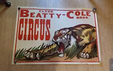 2 Vintage Original CLYDE BEATTY COLE CIRCUS POSTERS with Lion & Tiger Animals picture