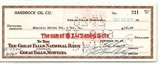 1949 GREAT FALLS MONTANA HARDROCK OIL CO NATIONAL BANK CHECK Z1636 picture