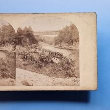 Croton NY Stereoview 3D C1880 Real Photo Old Quaker Covered Bridge Lost 1894 USA picture