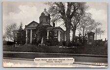 Postcard D 82, Court House and First Baptist Church, Taccoa, Georgia picture