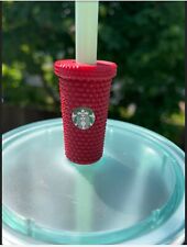 Red 3d Printed Starbucks Studded Tumbler Straw Topper Buddy Charm picture