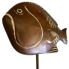Vintage Carved Wood Fish on Brass Stand-Sarreid Ltd. picture