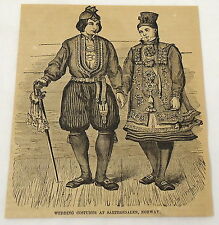 1859 magazine engraving ~ WEDDING COSTUMES at Saetersdalen, Norway picture
