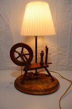 Vintage Wooden Spinning Wheel Lamp. Pedal works to spin the wheel picture