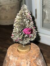 vintage BOTTLE BRUSH CHRISTMAS Tree made in JAPAN Foil Accents Glass Beads picture
